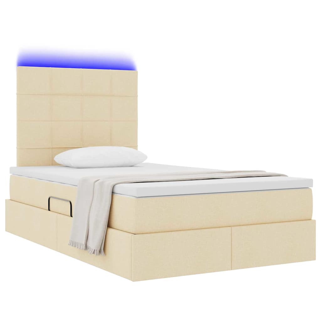 Letto con contenitore LED e materasso Crema 120 x 190 cm | homemem39