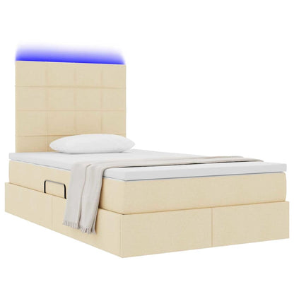 Letto con contenitore LED e materasso Crema 120 x 190 cm | homemem39