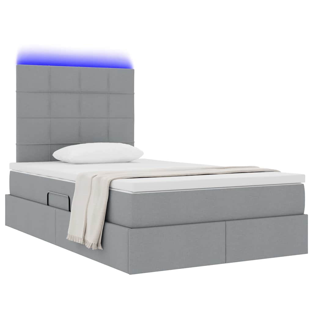 Letto con contenitore LED e materasso Grigio Chiaro | homemem39