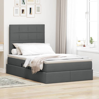 Letto con contenitore e LED Grigio scuro 120 x 200 cm