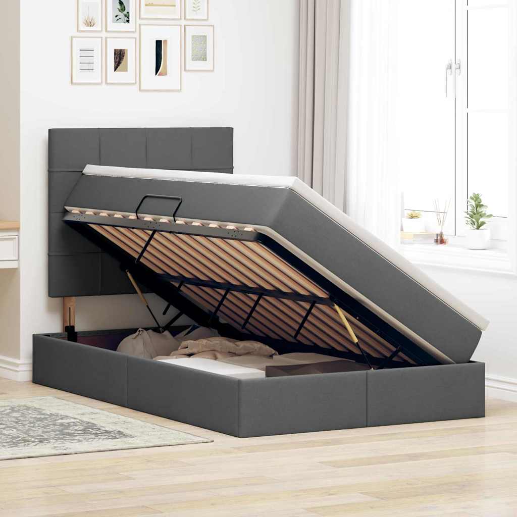Letto con contenitore LED e materasso Grigio Scuro 120 x 200 cm | homemem39