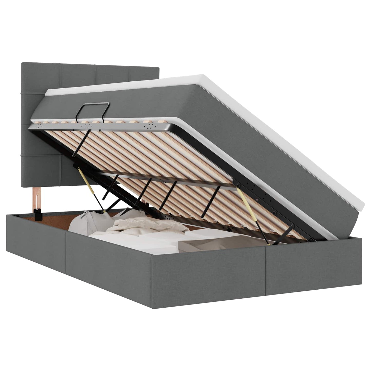 Letto con contenitore e LED Grigio scuro 120 x 200 cm