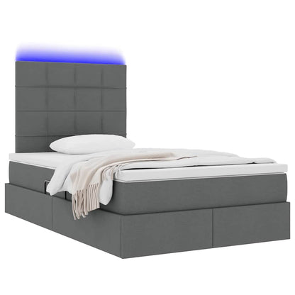 Letto con contenitore e LED Grigio scuro 120 x 200 cm