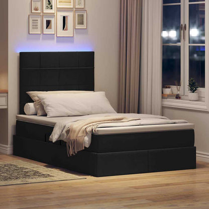 Letto con contenitore LED e materasso Nero 120 x 200 cm Tessuto | homemem39