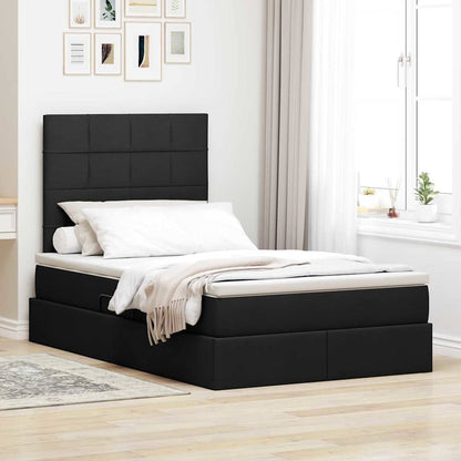 Letto con contenitore LED e materasso Nero 120 x 200 cm Tessuto