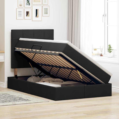 Letto con contenitore LED e materasso Nero 120 x 200 cm Tessuto | homemem39