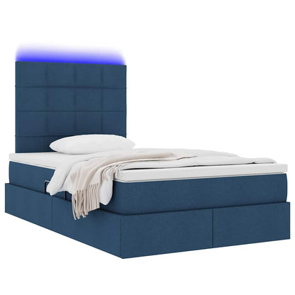 Letto con contenitore LED e materasso Blu 120 x 200 cm Tessuto | homemem39