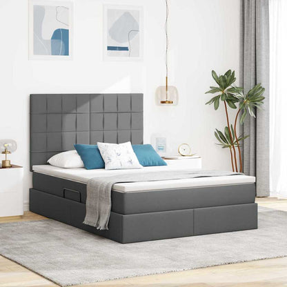 Letto con contenitore e LED Grigio scuro 140 x 190 cm