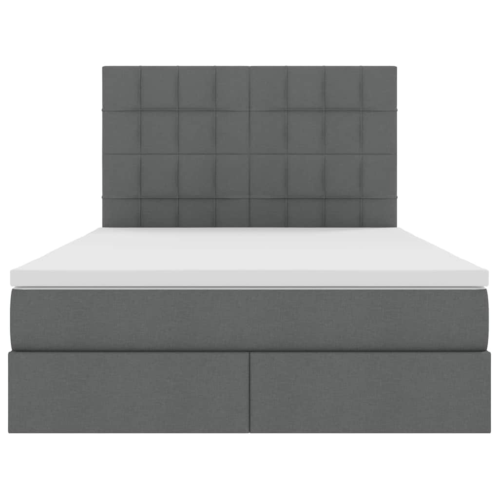 Letto con contenitore e LED Grigio scuro 140 x 190 cm