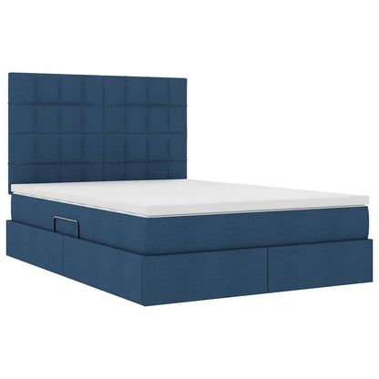 Letto con contenitore e LED Blu 140 x 190 cm Poliestere