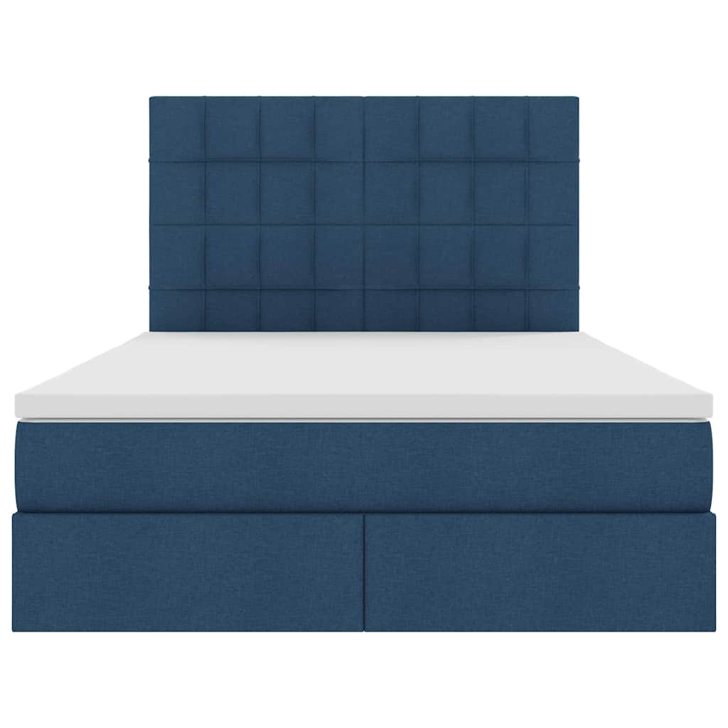 Letto con contenitore e LED Blu 140 x 190 cm Poliestere