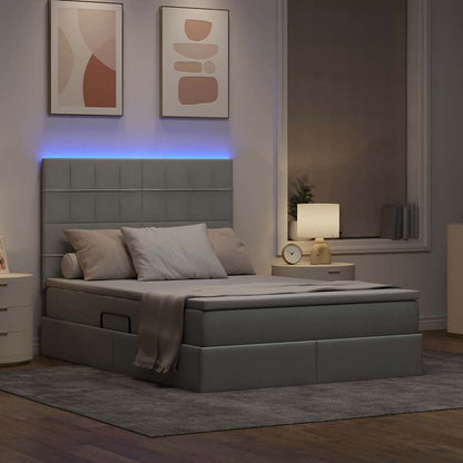 Letto con contenitore LED e materasso Grigio Chiaro | homemem39