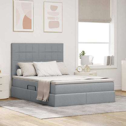 Letto con contenitore e LED Grigio chiaro 140 x 200 cm