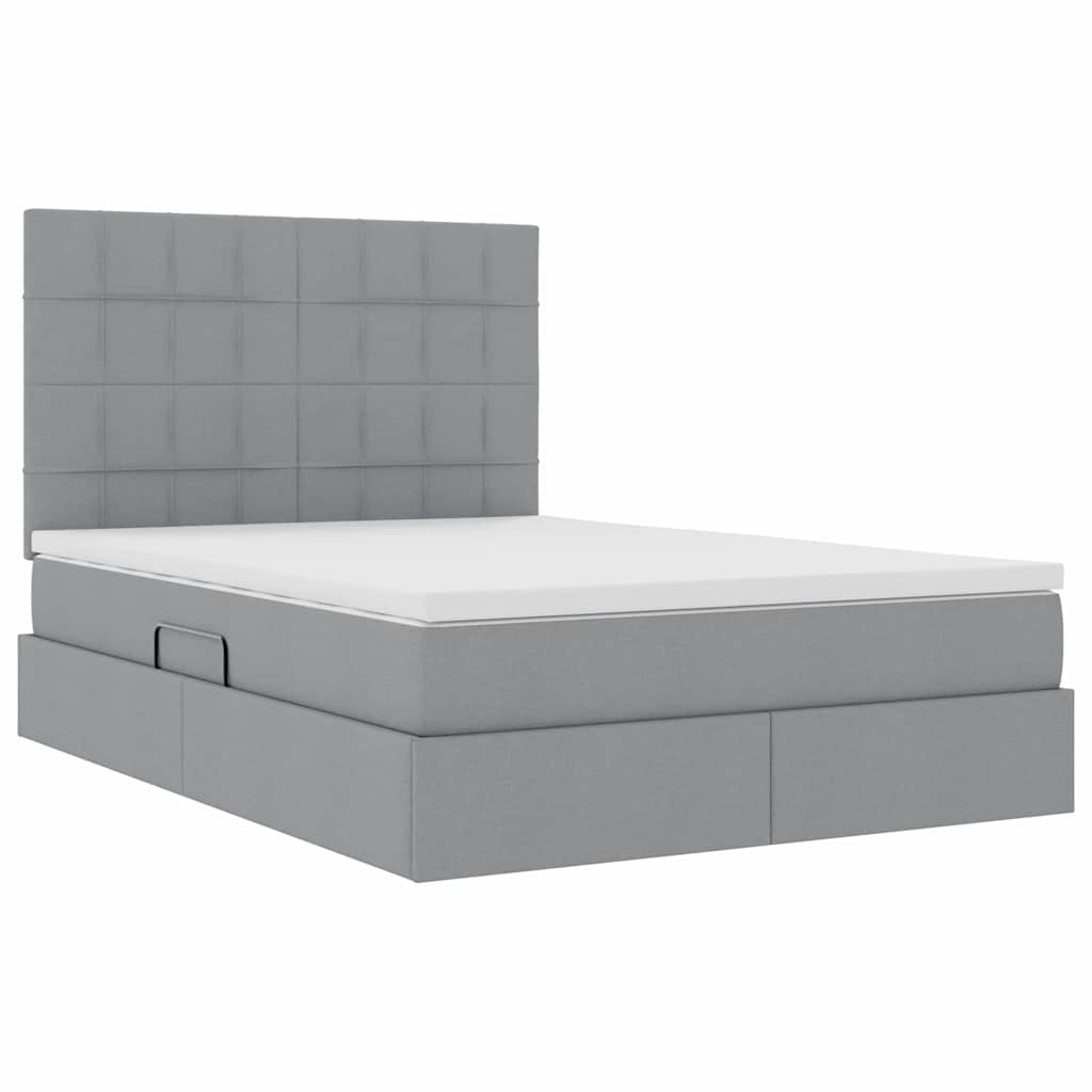 Letto con contenitore e LED Grigio chiaro 140 x 200 cm