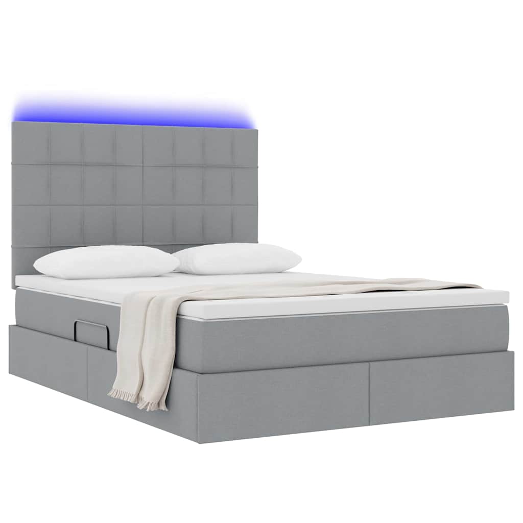 Letto con contenitore LED e materasso Grigio Chiaro | homemem39