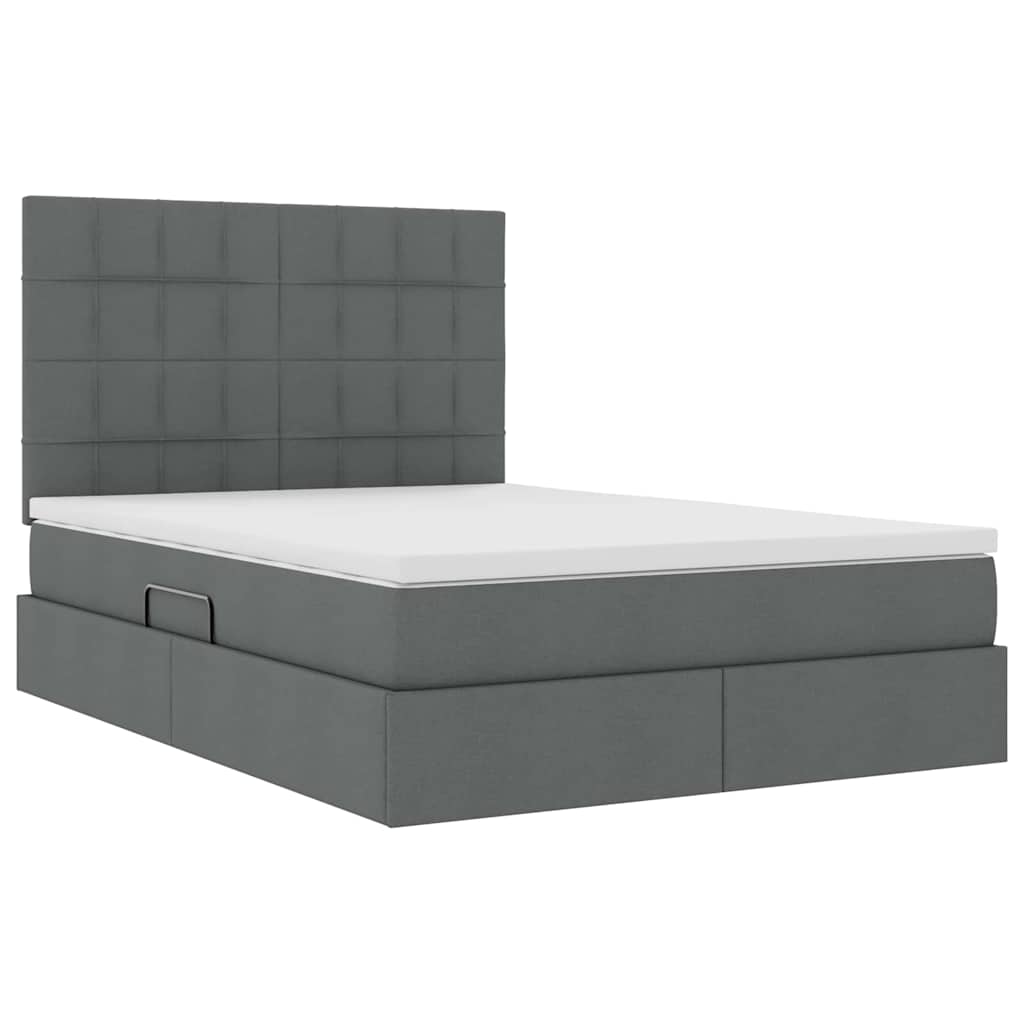 Letto con contenitore e LED Grigio scuro 140 x 200 cm