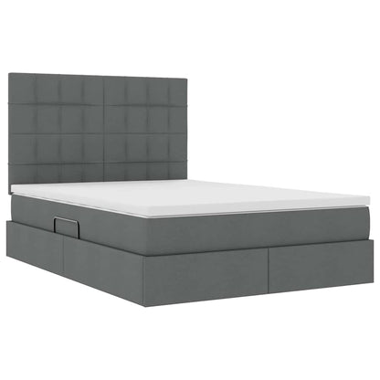 Letto con contenitore e LED Grigio scuro 140 x 200 cm
