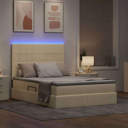 Letto con contenitore LED e materasso Crema 140 x 200 cm | homemem39