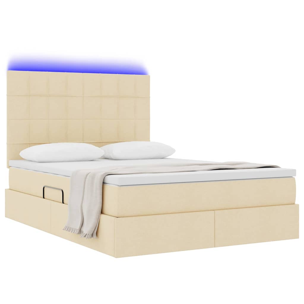 Letto con contenitore LED e materasso Crema 140 x 200 cm | homemem39