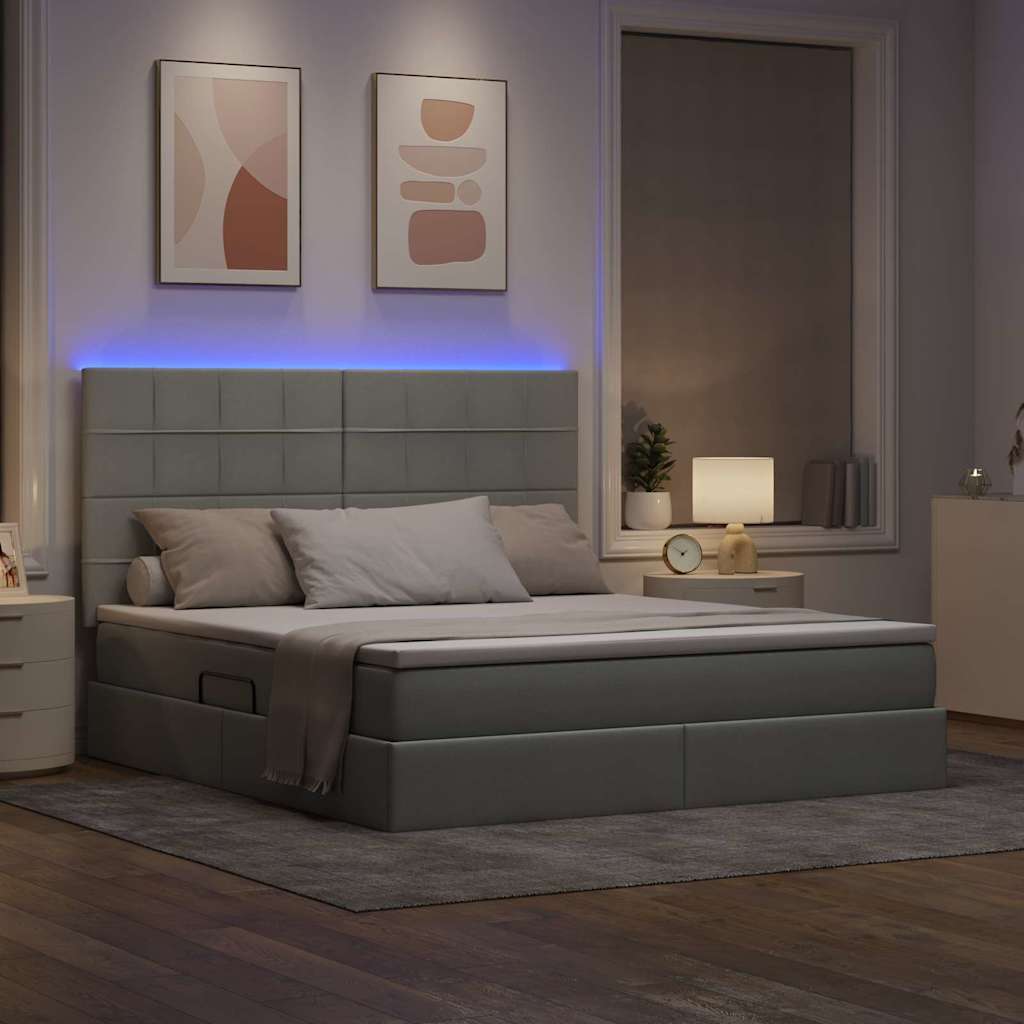 Letto con contenitore LED e materasso Grigio Chiaro | homemem39