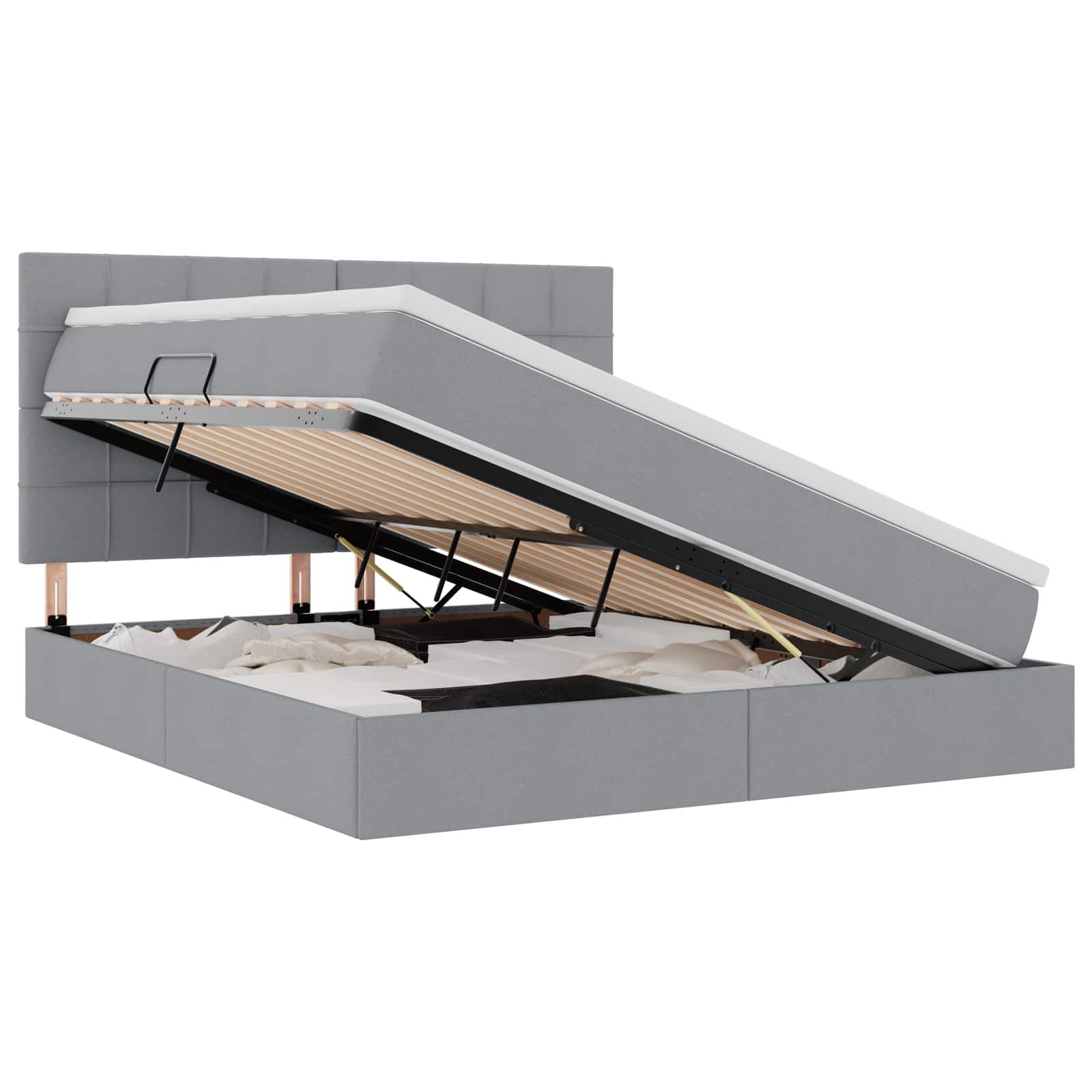 Letto con contenitore LED e materasso Grigio Chiaro | homemem39