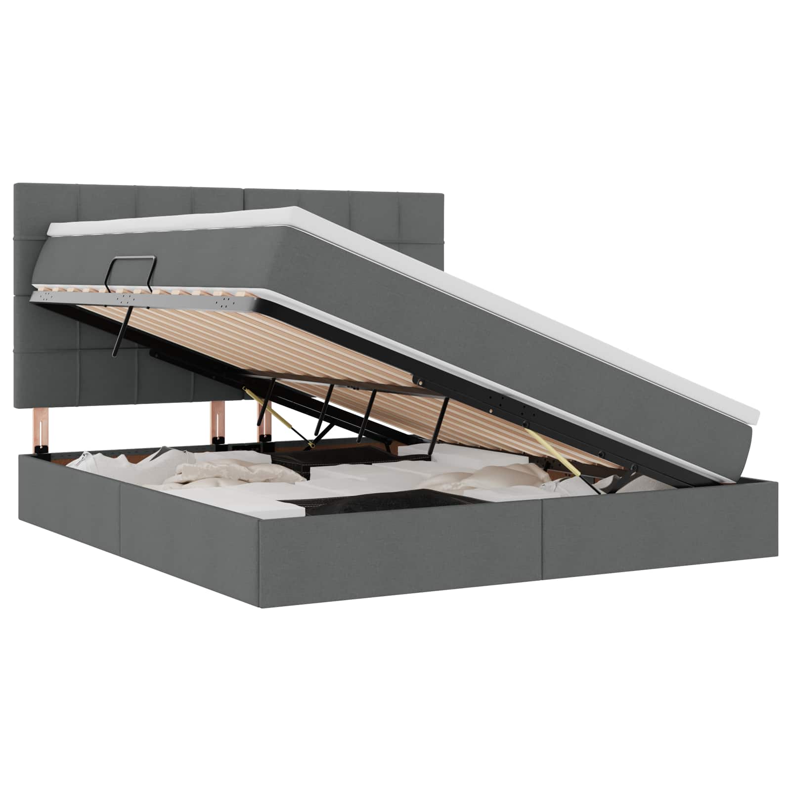 Letto con contenitore LED e materasso Grigio Scuro 160 x 200 cm | homemem39