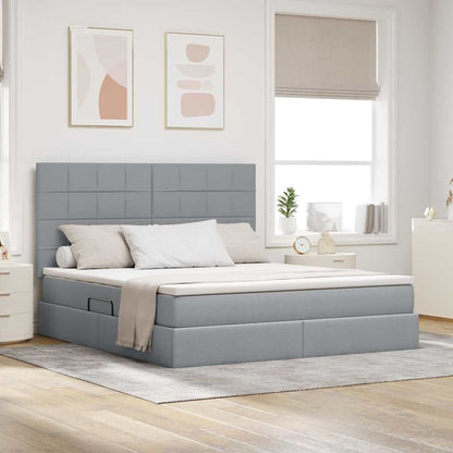 Letto con contenitore e LED Grigio chiaro 180 x 200 cm