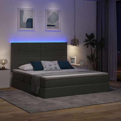 Letto con contenitore e LED Grigio scuro 180 x 200 cm