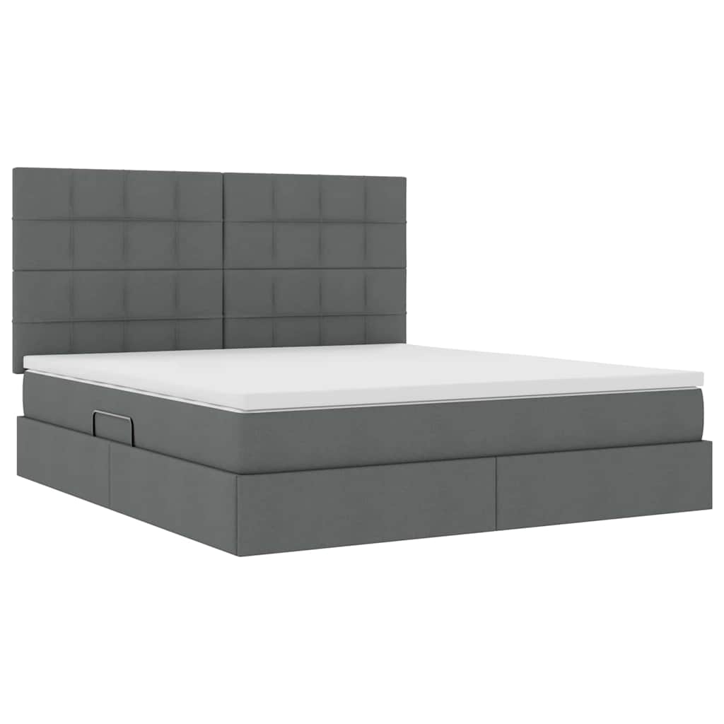 Letto con contenitore e LED Grigio scuro 180 x 200 cm