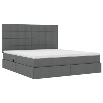 Letto con contenitore e LED Grigio scuro 180 x 200 cm