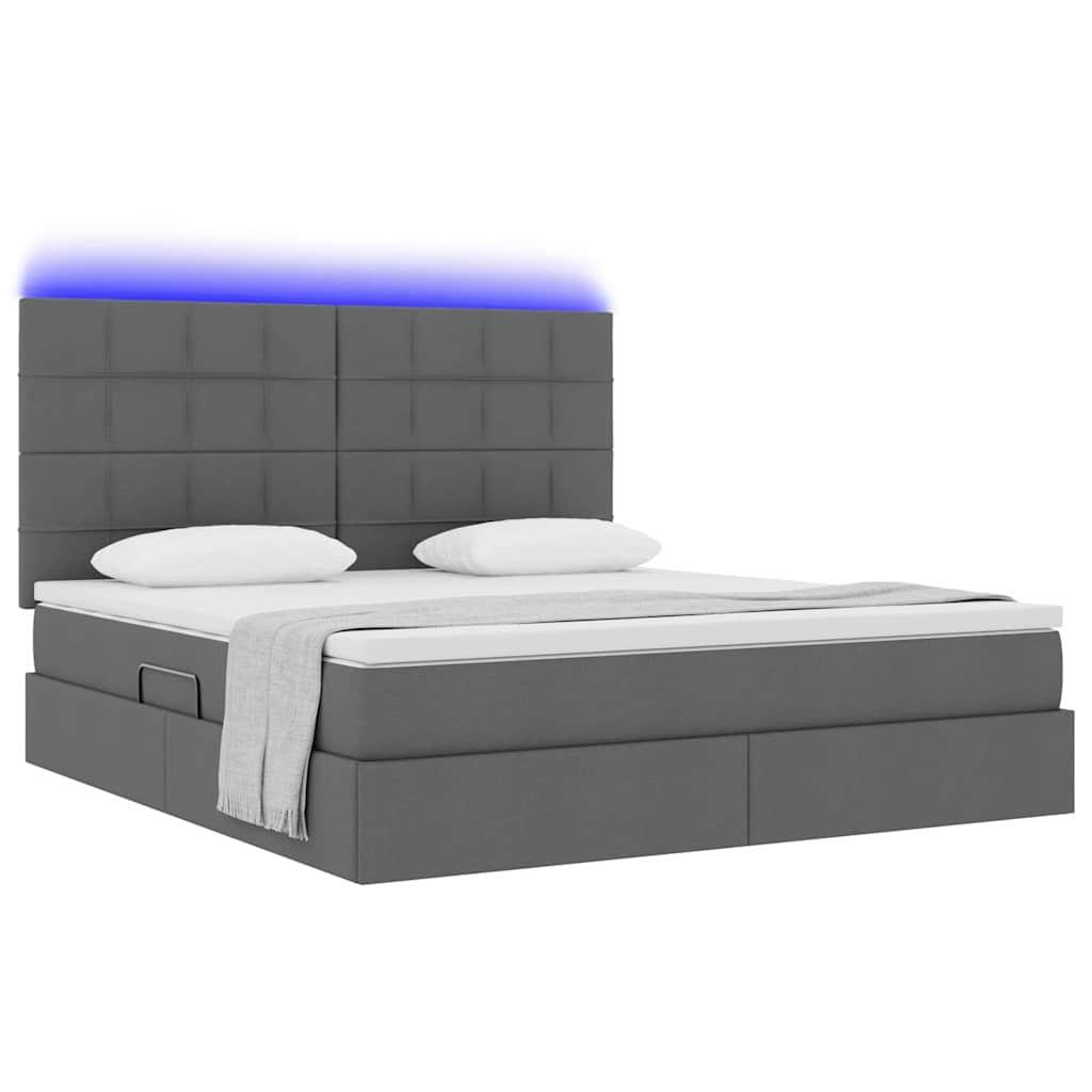 Letto con contenitore e LED Grigio scuro 180 x 200 cm