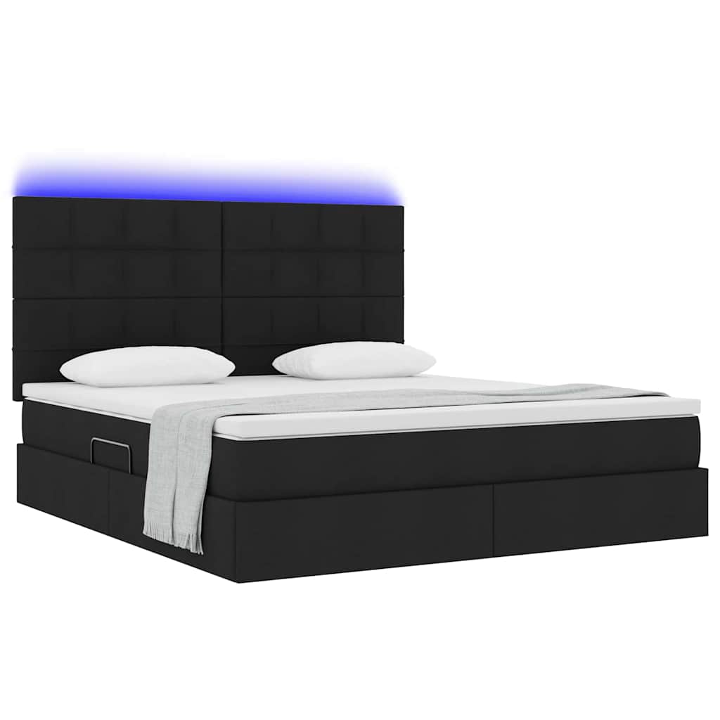Letto con contenitore e LED Nero 180 x 200 cm Poliestere