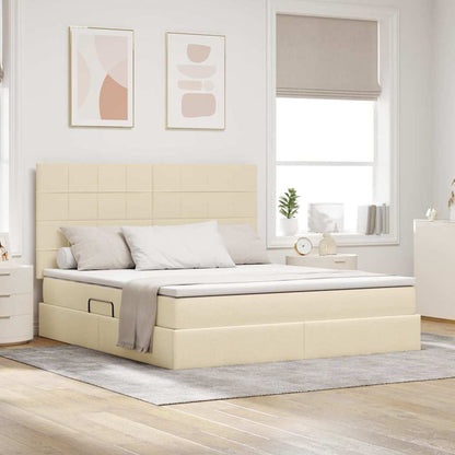 Letto con contenitore LED e materasso Crema 180 x 200 cm | homemem39