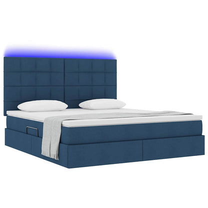 Letto con contenitore LED e materasso Blu 180 x 200 cm Tessuto | homemem39