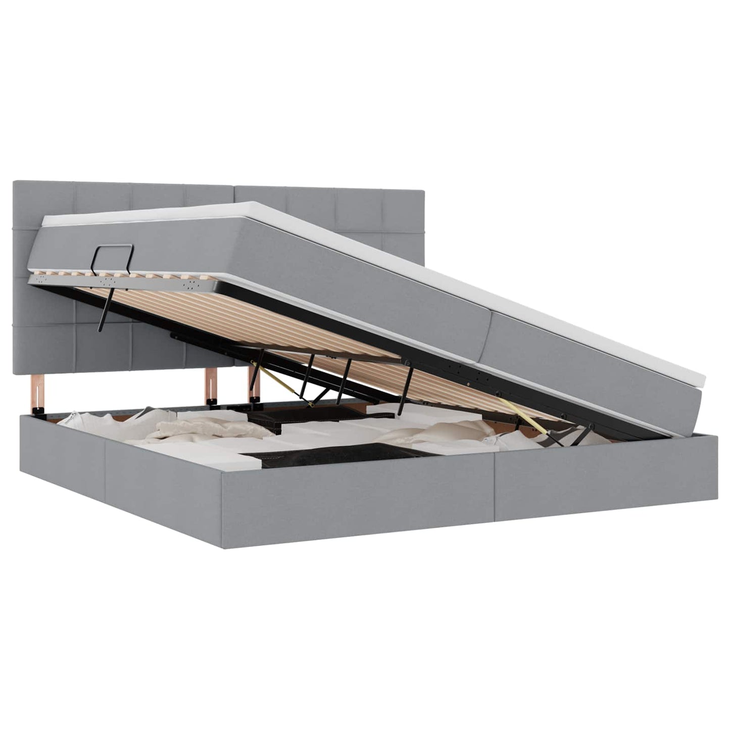 Letto con contenitore e LED Grigio chiaro 200 x 200 cm