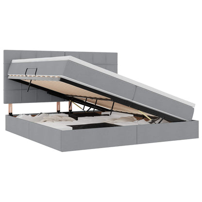 Letto con contenitore e LED Grigio chiaro 200 x 200 cm