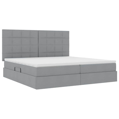Letto con contenitore e LED Grigio chiaro 200 x 200 cm