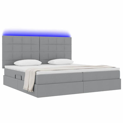 Letto con contenitore e LED Grigio chiaro 200 x 200 cm