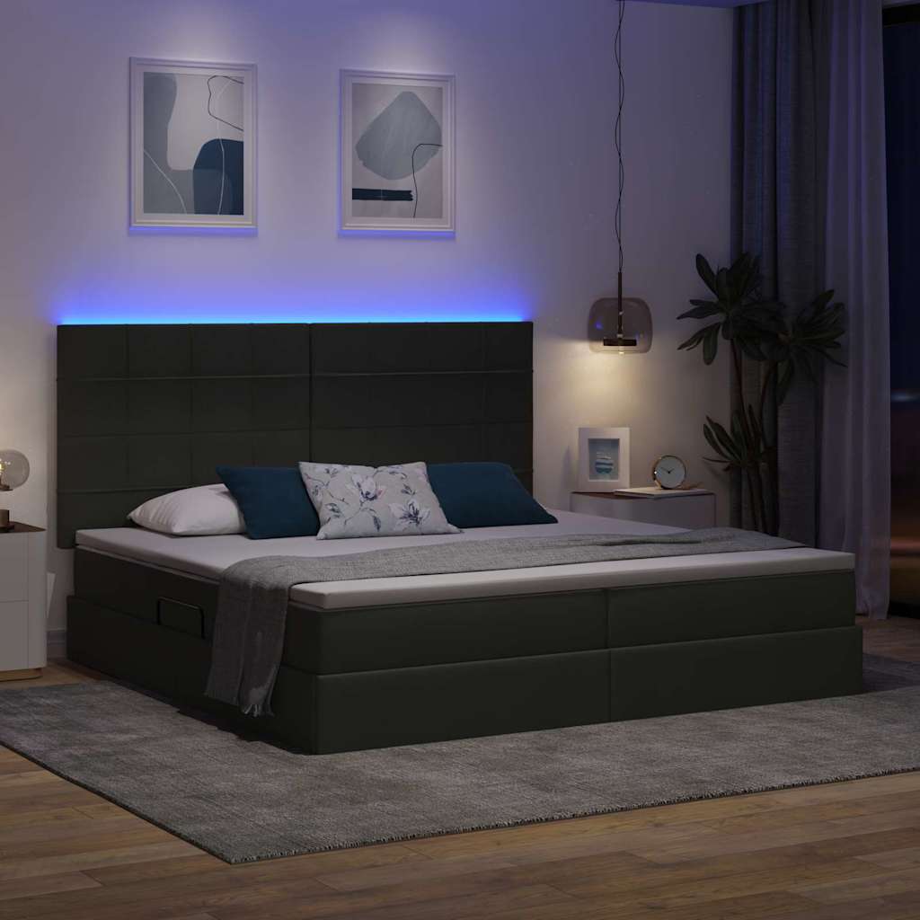 Letto con contenitore LED e materasso Grigio Scuro 200 x 200 cm | homemem39