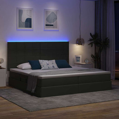 Letto con contenitore e LED Grigio scuro 200 x 200 cm