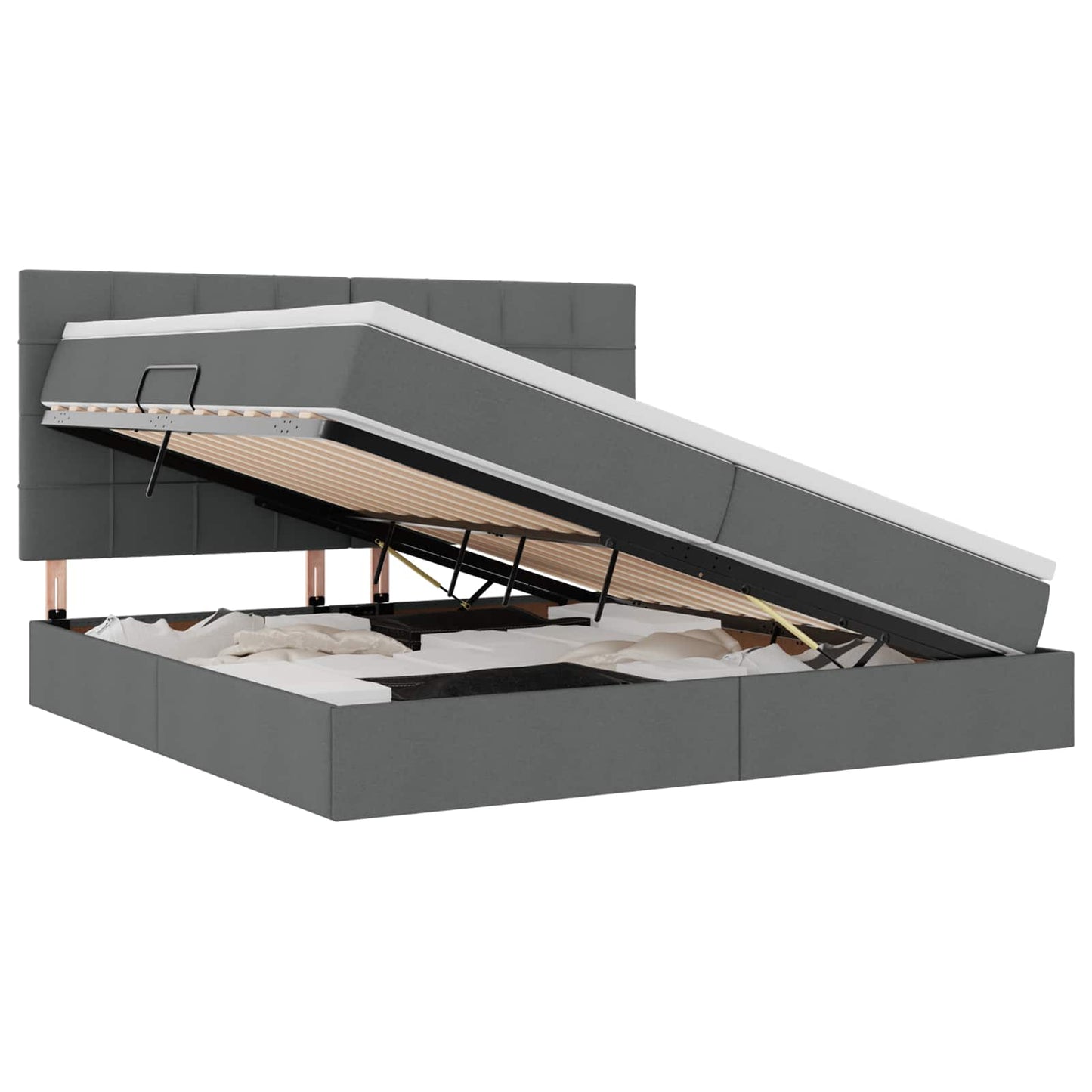 Letto con contenitore e LED Grigio scuro 200 x 200 cm