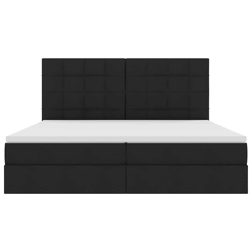 Letto con contenitore LED e materasso Nero 200 x 200 cm Tessuto | homemem39