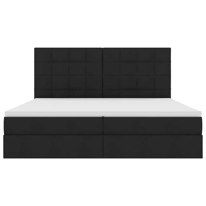 Letto con contenitore LED e materasso Nero 200 x 200 cm Tessuto | homemem39