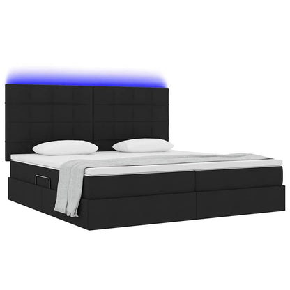 Letto con contenitore LED e materasso Nero 200 x 200 cm Tessuto | homemem39