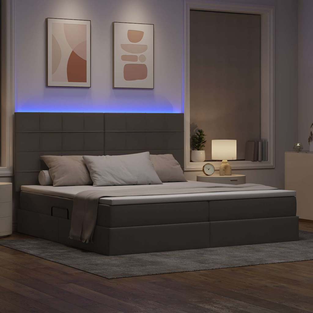 Letto con contenitore LED e materasso Tortora 200 x 200 cm | homemem39