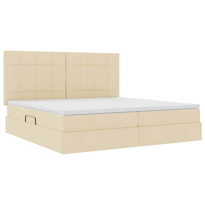 Letto con contenitore LED e materasso Crema 200 x 200 cm | homemem39
