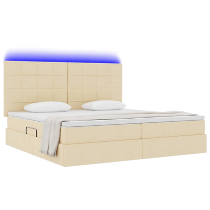 Letto con contenitore LED e materasso Crema 200 x 200 cm | homemem39