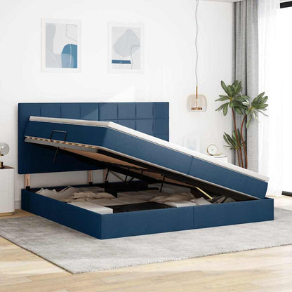 Letto con contenitore LED e materasso Blu 200 x 200 cm Tessuto | homemem39