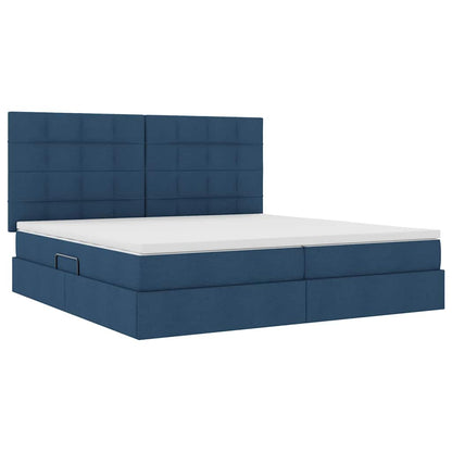 Letto con contenitore LED e materasso Blu 200 x 200 cm Tessuto | homemem39