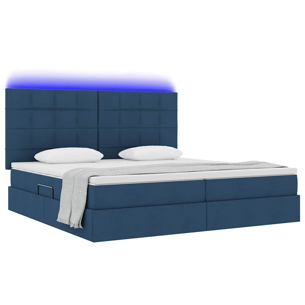 Letto con contenitore LED e materasso Blu 200 x 200 cm Tessuto | homemem39